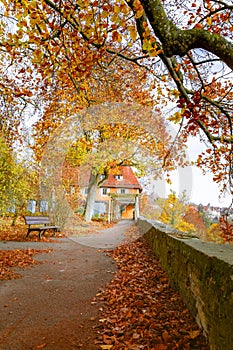 Iconic Mediaeval Town in Germany During Autrumn photo