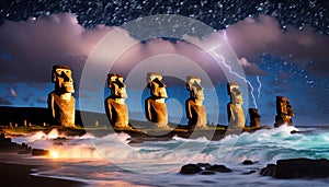 Iconic Moai Heads of Easter Island: Mysteries of Rapa Nui