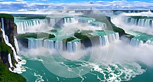 The iconic Niagara Falls, a symphony of nature's forces.