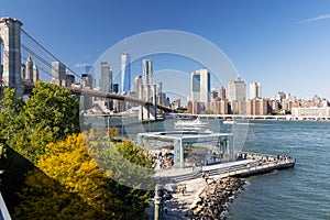 Iconic NYC skyline viewed from Brooklyn