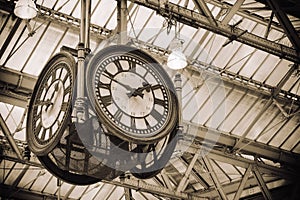 Iconic old clock Waterloo Station,London