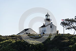 Iconic Old Point Loma Lighthouse at Cabrillo National Monument on Point Loma in San Diego, California