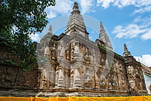An iconic pagoda in Wat Jed Yod, Chiang Mai province of Thailand.