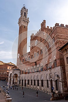 The iconic Palazzo Pubblico at the Piazza del Campo in downtown Siena