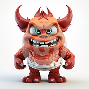 Iconic Pop Culture Caricature: 3d Model Of Orange Monster With Big Horns
