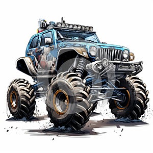 Iconic Pop Culture Off-road Vehicle: Sketch Of A Realistic Jeep Monster Truck