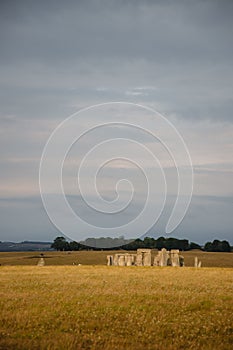 Iconic prehistoric monument Stonehenge in Salisbury Plain, UK, a wonder of the ancient world