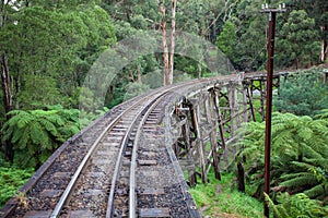 The iconic Pulling Billy Steam trestle bridge in the Dandenong R