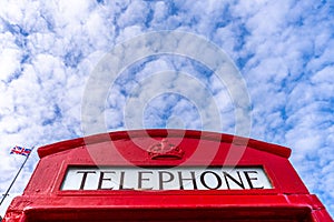 Iconic red, British telephone booth