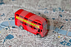 The iconic red bus miniature