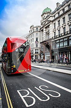 The iconic red Routemaster Bus in London