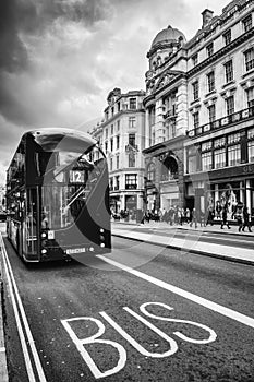 The iconic red Routemaster Bus in London