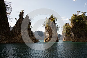 Iconic rocks at Khao Sok national Park. photo