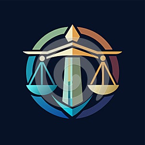 The iconic scales of justice symbol, representing fairness and balance in law and legal systems, Create a minimalist logo for a