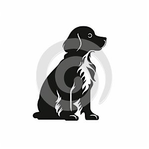 Iconic Silhouette Of Small Dog In Black And White Realism Style