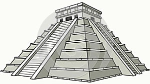 Iconic Stepped Pyramid Structure, Ancient Architectural Wonder, vector design Generative AI