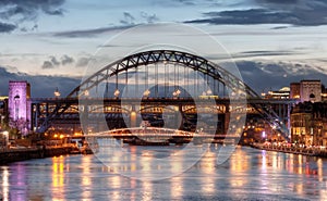 Iconic Tyne Bridge at Sunset in Newcastle upon Tyne, UK