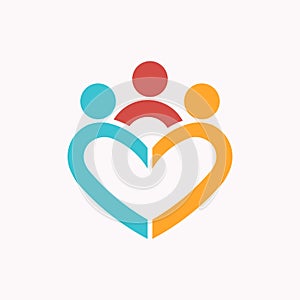 Iconic United Heart Emblem - Three Figures Embraced in a Heart Representing Compassionate Community Engagement and Unity