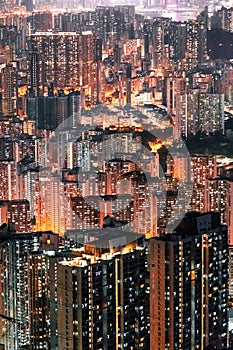 Iconic view of cityscape of Hong Kong at night