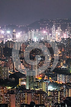 Iconic view of cityscape of Hong Kong at night