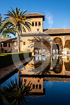 Iconic view of El Partal Palace, Nasrid Palaces, Alhambra, Granada photo