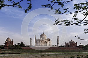 Iconic view of Taj Mahal one of the World Wonders, Agra, India