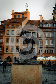 Iconic Warsaw Mermaid statue situated in Poland