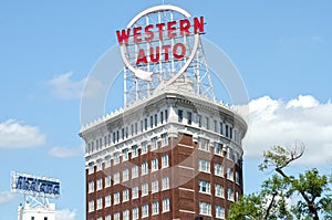 Iconic Western Auto sign in Downtown Kansas City