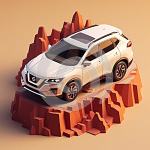 Iconic White Vehicle In Desert: 3d Rendering With Focus Stacking