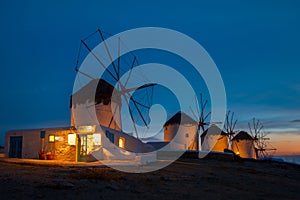 Iconic Windmills of Chora in Mykonos, Greece photo