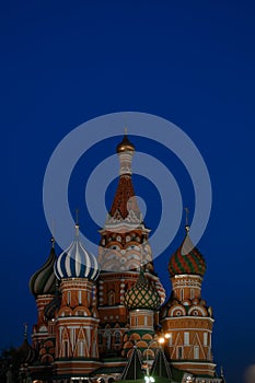 The Iconing St Basil Cathedral, Moscow in twilight