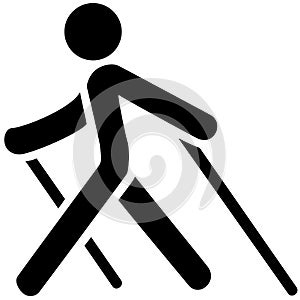 Nordic walking black icon on white background photo