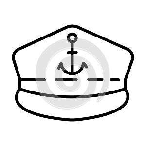 Icono plano Captain en gorra capitan azul en fondo blanco