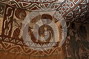 Iconographic scenes in Abuna Yemata church in Ethiopia photo