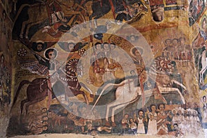 Iconographic scenes in Abreha Atsbeha church in Ethiopia photo