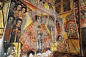 Iconographic scenes in Maryam Papasetti church in Ethiopia photo