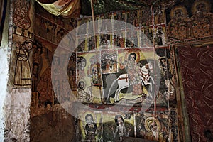 Iconographic scenes in Maryam Papasetti church in Ethiopia photo