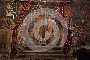 Iconographic scenes in Selassie Chelokot church in Ethiopia photo