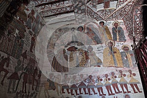 Iconographic scenes Yohannes Meaquddi church in Tigray regio photo