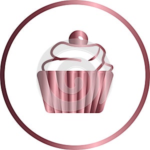 circle shaped icon, vector illustration of a cupcake