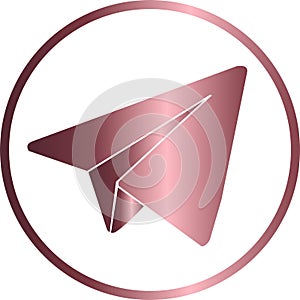 Vector circular icon, paper plane, message photo