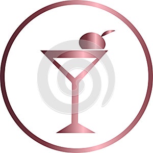 Vector circular icon, drink with cherry photo