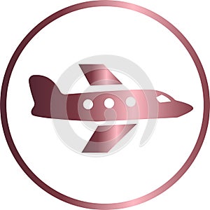 Vector circular icon, plane flying photo