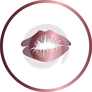 Vector circular icon, lips, makeup photo