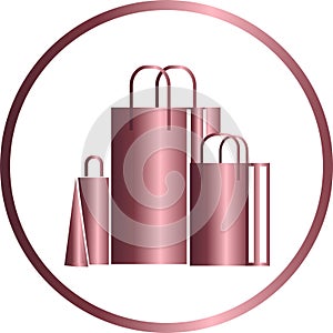 Vector circular icon, shopping bags photo