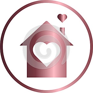 Vector circular icon, house with heart photo