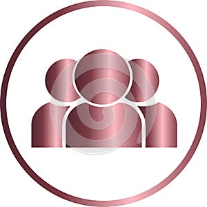 People circular icon, metallic pink. photo