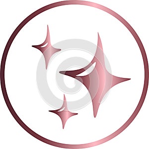 Circular star icon, pink metallic photo