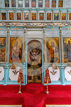 The iconostasis in the Church of the Assumption of the Virgin in the historical complex Zlatograd in Bulgaria