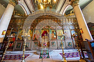Iconostasis in a church in the Bulgarian mountain village of Zheravna